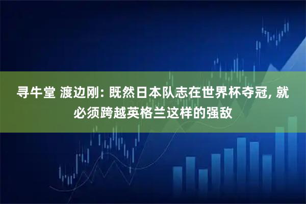 寻牛堂 渡边刚: 既然日本队志在世界杯夺冠, 就必须跨越英格兰这样的强敌